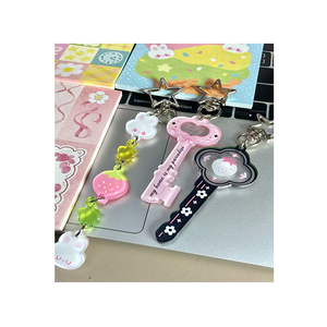 Wholesale Custom Printed Round Acrylic Charms Cute Cartoon Anime Glitter Keychain Plastic Crafts