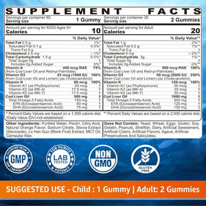 Gummies d'Huile de Foie de Morue OEM 1000mg avec Oméga 3 DHA EPA Vitamine A Vitamine D <span class=keywords><strong>K</strong></span> Complément pour Soutenir la Santé des Yeux et la Vision - Product Image 2