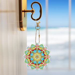 Vente en gros 5 Pcs Mandala Motif Diamant Peinture Porte-clés Pendentif Kit Diy Mosaïque Cristal Diamant Art Artisanat Pour <span class=keywords><strong>Adultes</strong></span> - Product Image 3