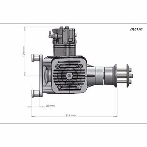 Moteur à essence pour modèle d'aviation DLE170, bicylindre, deux temps, échappement latéral, refroidissement par air naturel, cylindrée 170 cm³, pour drone - Product Image 3