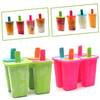 Moule à glaçons en silicone réutilisable et écologique, fabrication artisanale de tubes à sucettes glacées à 4 cavités, impression de logo personnalisée