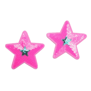 2 piezas de pegatinas de parche adhesivo de fusión en caliente con purpurina de pentagrama, etiquetas de insignia, accesorios de ropa pegatinas de tela DIY - Product Image 1
