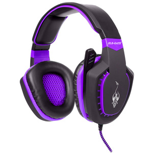 Cuffie da gioco Elb-Gate con microfono LED viola nero over-ear per videogiochi - Product Image 1