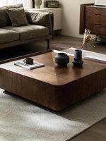Table basse en bois massif 2026 avec espace de rangement, sans assemblage requis, haut de gamme, style chinois moderne, couleur noyer