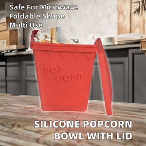 Recipiente Moderno Rectangular de Silicona para Palomitas de Maíz, Apto para Microondas, con Tapa, para Alimentos - Product Image 2