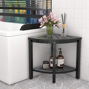 <b>Bamboo</b> Triangular Shower <b>Stool</b> Corner Bathroom Shelf Anti Slip Anti Humidity Easy Clean Natural Color - Product Image 3