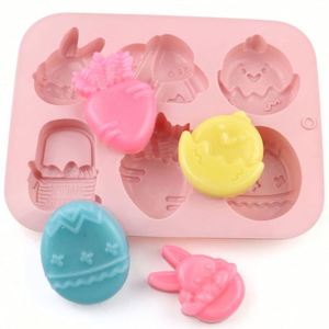 Moule en silicone pour gâteau, savon, bougie, réutilisable, fait main, DIY, en forme d'œuf, de lapin et de panier, pour la fête de Pâques, OEM/ODM - Product Image 1