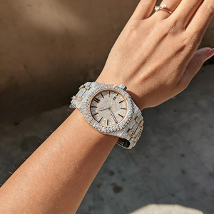 <span class=keywords><strong>Reloj</strong></span> de Diamantes Moissanite de Dos Tonos, Blanco y Oro Rosa, Movimiento Automático, Estilo Hip Hop, 25 Quilates, VVS1, Color D - Product Image 2