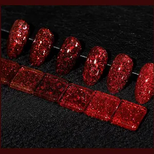 8ML payet Glitter merah cat kuku Gel mengkilap musim Semi musim panas warna Semi permanen rendam semua untuk manikur seni kuku pernis