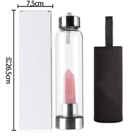 Bouteille d'eau en cristal naturel à prisme hexagonal, tasse à eau énergétique, tasse à thé sportive, vente en gros d'usine