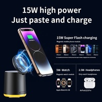Haut-parleur sans fil HiFi rechargeable portable 5 en 1, chargeur sans fil magnétique pour écouteurs, montre, téléphone, lampe de nuit, haut-parleur sans fil