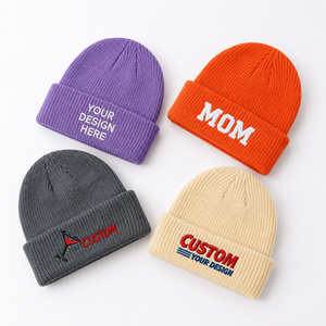 Bonnet en tricot à carreaux avec logo personnalisé, broderie OEM, étiquette en cuir, tartan de haute qualité, unisexe, fournisseur en gros, bonnet d'hiver - Product Image 4