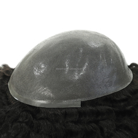 Toupee Afro Rizado de 12 mm, Cabello Humano Indio, PU # 1B/ # 1 Unidad de Cabello con 130% de Densidad, Hecha a Mano, Sin Nudos, Estilo Libre