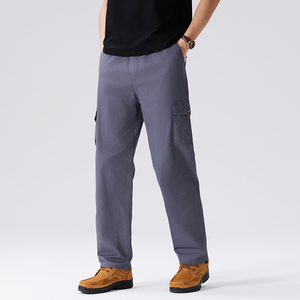 Logo personnalisé pantalon pour homme ample droite été automne décontracté multi-poches salopette en grande taille toile tissu - Product Image 5