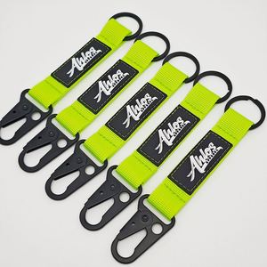 Custom High Visibility Neon Green Durable Nylon Webbing Keychain <b>Lanyards</b> <b>for</b> Safety & Workwear Promotional Gifts - Product Image 3
