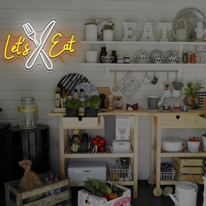 Let's Eat Letreros Neon LED indoor hanging ambient light shop <b>sign</b> wall decoration light entrance indicator light luminous <b>sign</b> - Product Image 4