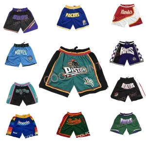 Wholesale New Just Mens Blazer Don Pocket Pacer Basketball Shorts Spur Hip Hop Embroidery Mesh Sports King Wear Buck