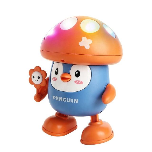 Electric Dancing Penguin Toy for Baby Tummy Time - Cartoon Design with Lights, Music & Talking Features