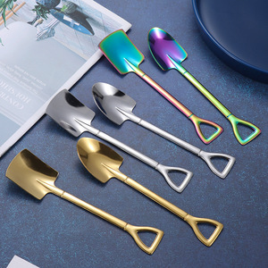 Stainless Steel Spatula Spoon Set Gold Titanium Plated Dessert Ice Cream Coffee Spoon Creative Serving <b>Tool</b> - Product Image 1