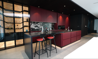 Buffet en noyer avec porte vitrée et éclairage LED - Fabrication OEM personnalisée directement de l'usine