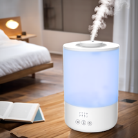 Top Fill 3L Humidificateur de sortie de brume à 360 degrés avec diffuseur d'huiles essentielles Home Minuterie de lumière 7 couleurs