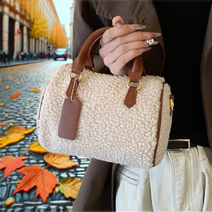 Bolso de Mano Vintage de Lana de Cordero, Color Sólido, Forma de Almohada, para Mujer, Estilo Casual, Versátil, de Alta Gama, con Cierre de Cremallera, para Principios de Otoño - Product Image 2