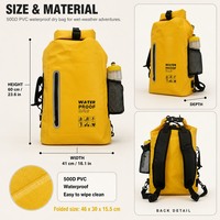 Sac à dos étanche en caoutchouc tendance à faible MOQ, 20-36L, léger, antivol, à fermeture roll-top, pour la plage, la piscine, le kayak, le camping et les activités de plein air