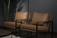 Fauteuil de salon moderne en cuir PU carré avec structure métallique, chaise de loisirs individuelle pour chambre à coucher