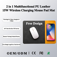 Tapis de souris de bureau en cuir PU de qualité supérieure avec logo personnalisé, 2 en 1, charge rapide sans fil 15W, pour la maison et le bureau