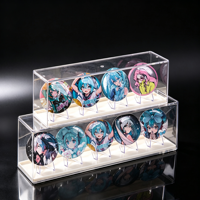 Vitrine d'exposition Mart X-64 pour figurines, badges et blocs de construction - Boîte de rangement transparente avec couvercle empilable et support