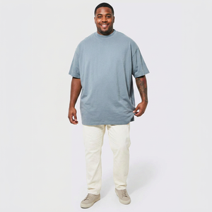 T-shirts pour hommes en coton 100% tricoté respirant, grande taille 3XL-6XL, couleur unie, sur mesure OEM - Product Image 1