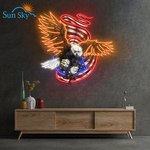 Drop Shipping Design personalizzato gratuito vari casa patriottico aquila insegna al Neon con bandiera americana ali luci al Neon - Product Image 1