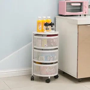 Offre Spéciale chariot <span class=keywords><strong>de</strong></span> cuisine chariot étagère <span class=keywords><strong>de</strong></span> rangement étagère multicouche légumes fruits panier 360 degrés rotatif paniers support avec roues - Product Image 6