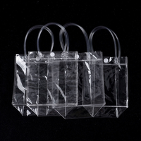 Sac en plastique transparent en PVC recyclable pour fleurs, cadeaux, emballage de vin rosé, sacs de transport pour café, sacs de shopping avec poignée