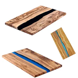 Wholesale Olive Wood And Epoxy Resin Breakfast Board Wooden Charcuterie Board Resin Cutting board