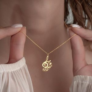 Collar de clave de sol con notas Collar de notación <span class=keywords><strong>musical</strong></span> chapado <span class=keywords><strong>en</strong></span> oro de 18K Regalo para músicos - Product Image 2