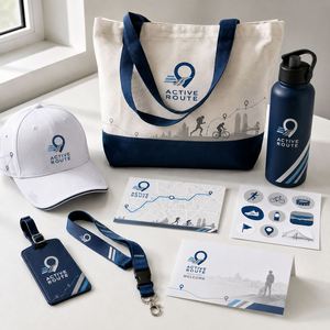 Kit de Bienvenida Personalizado al por Mayor para Deportes y Turismo, OEM ODM, Bolsa de Regalo para Eventos con Bolso Tote, Tapón de Botella, Etiqueta de Equipaje, Cordón y Tarjeta de Ruta - Product Image 1