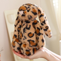 Peluche douce lapin imprimé léopard à longues oreilles, jouet en peluche pour décoration intérieure, cadeaux de fêtes, vente en gros