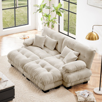[US Stock] Sofa Tidur Cloud Couch untuk Ruang Tamu, Sofa Chenille 2 Dudukan dengan 2 Bantal Penyangga Punggung, Pengiriman Domestik AS, MOQ 1