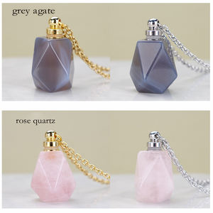 Collier en acier inoxydable avec pierre précieuse en cristal, quartz rose, œil de tigre, huile essentielle, <span class=keywords><strong>parfum</strong></span> - Product Image 4