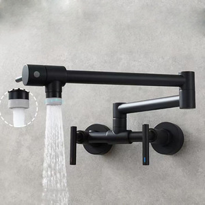 Deao laiton brossé Pot robinet de remplissage mural pliable robinet de <span class=keywords><strong>cuisine</strong></span> chaud et froid monotrou évier robinet rotation bec pliant - Product Image 2