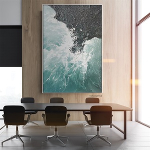 Quadro Moderno Mare Decorativo Lussuoso con Texture Spessa, Pittura Astratta Acrilica su Tela Dipinta a Mano con Rilievo a <span class=keywords><strong>Olio</strong></span> - Product Image 1