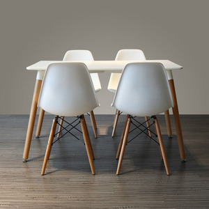 <strong>White</strong> Modern Fashion MDF <strong>Dining</strong> Table Cover <strong>Set</strong> <strong>4</strong> Seater <strong>Chairs</strong> Home Furniture Stainless Steel Legs - Product Image 2