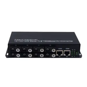 10/100Mbps koneksi Tandem 8 SC dengan 2 Gigabit RJ45 Ethernet Fiber Optical Transceiver 20KM Media Converter