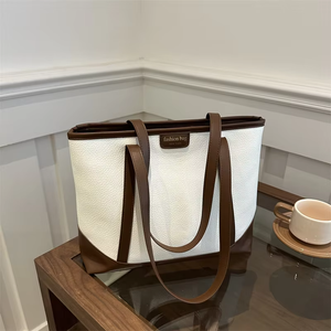 Nouveauté 2025 – Sacs fourre-tout grande capacité pour femme, style coréen, en cuir PU, avec coutures colorées, pour livres - Product Image 1