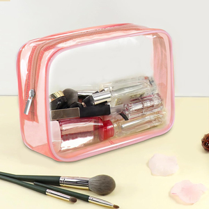 Organisateur de stockage de toilette de voyage <span class=keywords><strong>Tsa</strong></span> <span class=keywords><strong>Transport</strong></span> approuvé sac cosmétique de maquillage de couleur de fermeture éclair transparente - Product Image 6