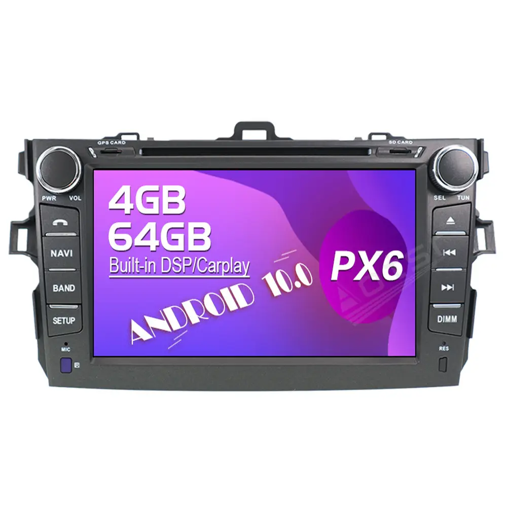 Autoradio Android, écran tactile 7 ", Navigation GPS, lecteur DVD, stéréo, système multimédia pour voiture Toyota Corolla (2007-2013)