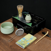 Ensemble de thé matcha 7 pièces pour débutants - Plusieurs options de couleurs - Kit complet avec fouet, bol, tamis, cuillère, support, chiffon et base