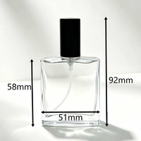 Atomizador de Perfume de Vidrio Transparente Cuadrado de 25 ml al por Mayor, Botella con Pulverizador Negro, Impresión de Marca Personalizada para Perfume, Cosméticos y Aceites
