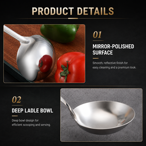 Cuillère à soupe en acier inoxydable 304, louche à bouillie, passoire de restaurant, écumoire à fondue à long manche, ustensile polyvalent - Product Image 4